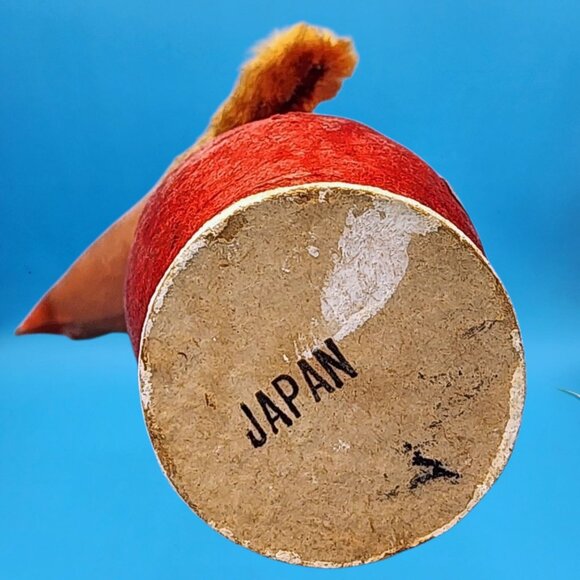 Vintage 1950s Putz Elf Japan Red Spun Cotton Chenille Arms Holding Candles Mica - Picture 7 of 7